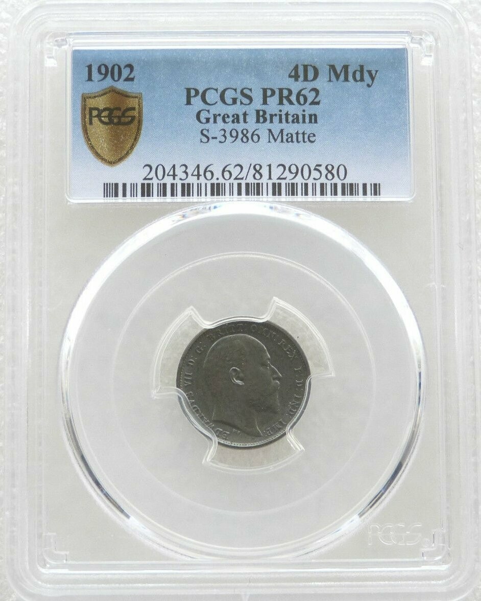 1902 Edward VII Coronation Maundy 4D Silver Matte Proof Coin PCGS PR62 1902 Edward VII Coronation Maundy 4D Silver Matte Proof Coin PCGS PR62