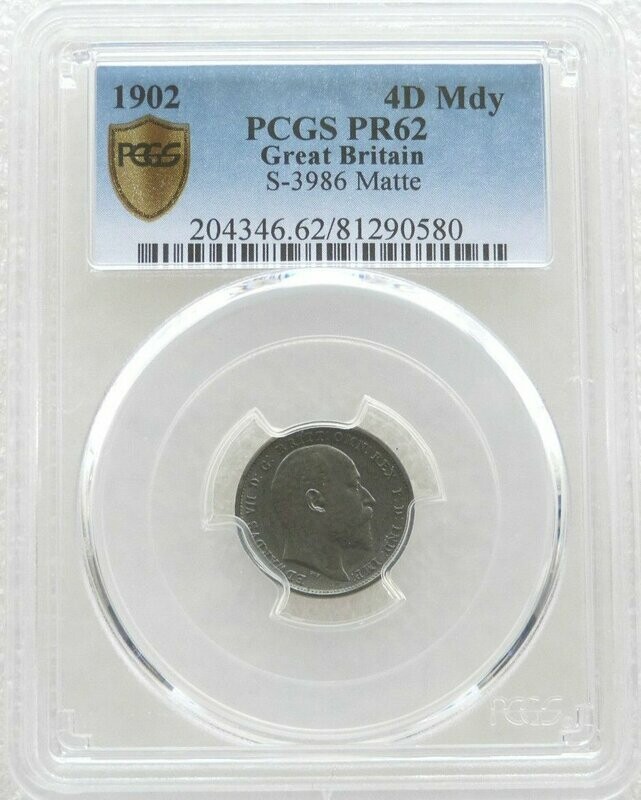 1902 Edward VII Coronation Maundy 4D Silver Matte Proof Coin PCGS PR62 1902 Edward VII Coronation Maundy 4D Silver Matte Proof Coin PCGS PR62