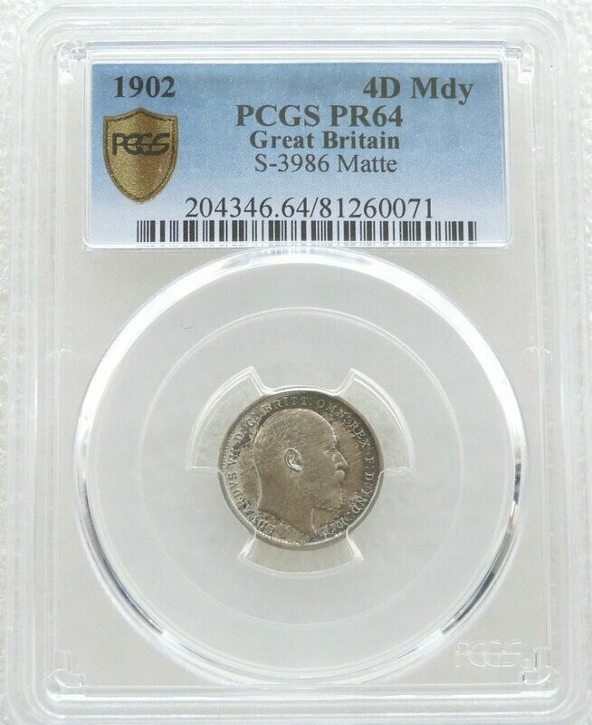 1902 Edward VII Coronation Maundy 4D Silver Matte Proof Coin PCGS PR64 1902 Edward VII Coronation Maundy 4D Silver Matte Proof Coin PCGS PR64