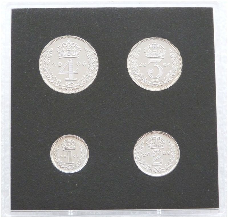 2006 Queen's 80th Birthday Elizabeth II Maundy Silver Proof 4 Coin Set