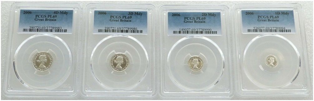 2006 Guildford Cathedral Elizabeth II Maundy Silver 4 Coin Set PCGS PL69 2006 Guildford Cathedral Elizabeth II Maundy Silver 4 Coin Set PCGS PL69