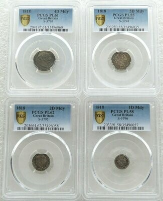 1818 George III Maundy Silver 4 Coin Set PCGS PL62 - PL55 1818 George III Maundy Silver 4 Coin Set PCGS PL62 - PL55