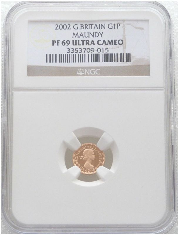 2002 Golden Jubilee Maundy 1D Gold Proof Coin NGC PF69 Ultra Cameo 2002 Golden Jubilee Maundy 1D Gold Proof Coin NGC PF69 Ultra Cameo