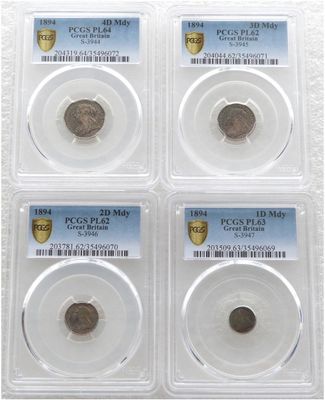 1894 Victoria Veiled Head Maundy Silver 4 Coin Set PCGS PL64 - PL62 1894 Victoria Veiled Head Maundy Silver 4 Coin Set PCGS PL64 - PL62