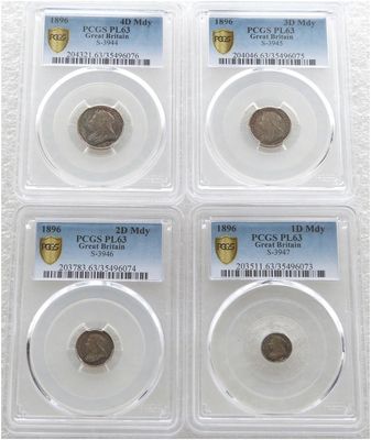1896 Victoria Veiled Head Maundy Silver 4 Coin Set PCGS PL63 1896 Victoria Veiled Head Maundy Silver 4 Coin Set PCGS PL63