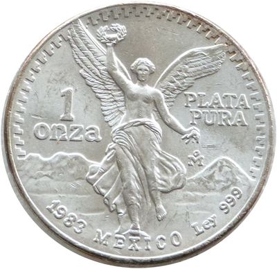 1983 Mexico Libertad Angel Silver 1oz Coin