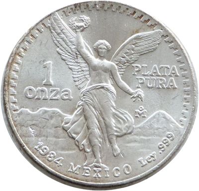 1984 Mexico Libertad Angel Silver 1oz Coin