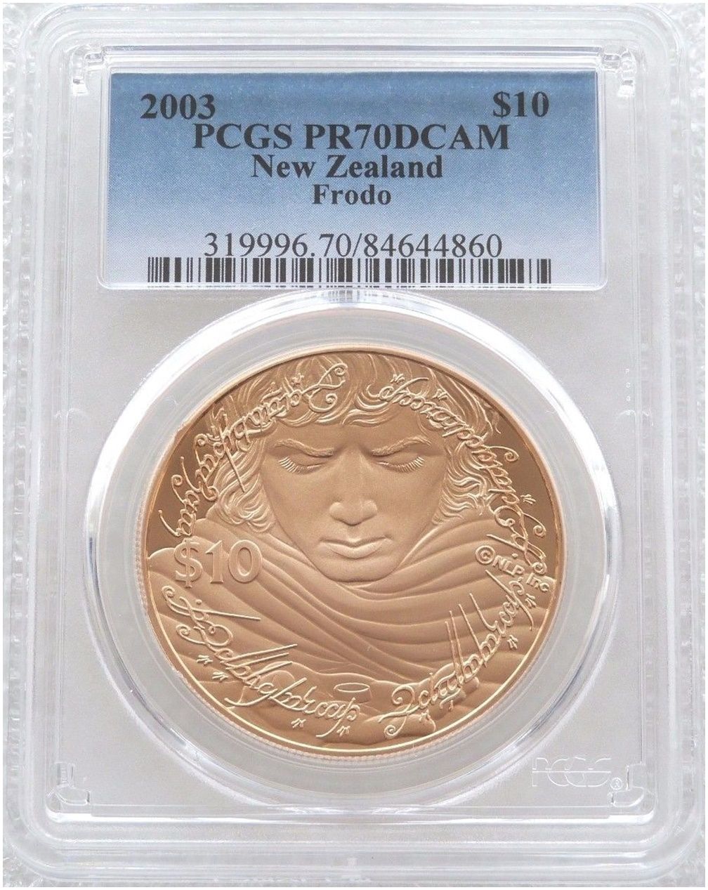 2003 New Zealand Lord of the Rings Frodo $10 Gold Proof Coin PCGS PR70 DCAM 2003 New Zealand Lord of the Rings Frodo $10 Gold Proof Coin PCGS PR70 DCAM