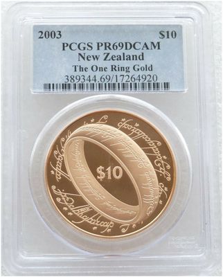 2003 New Zealand Lord of the Rings One Ring $10 Gold Proof Coin PCGS PR69 DCAM
