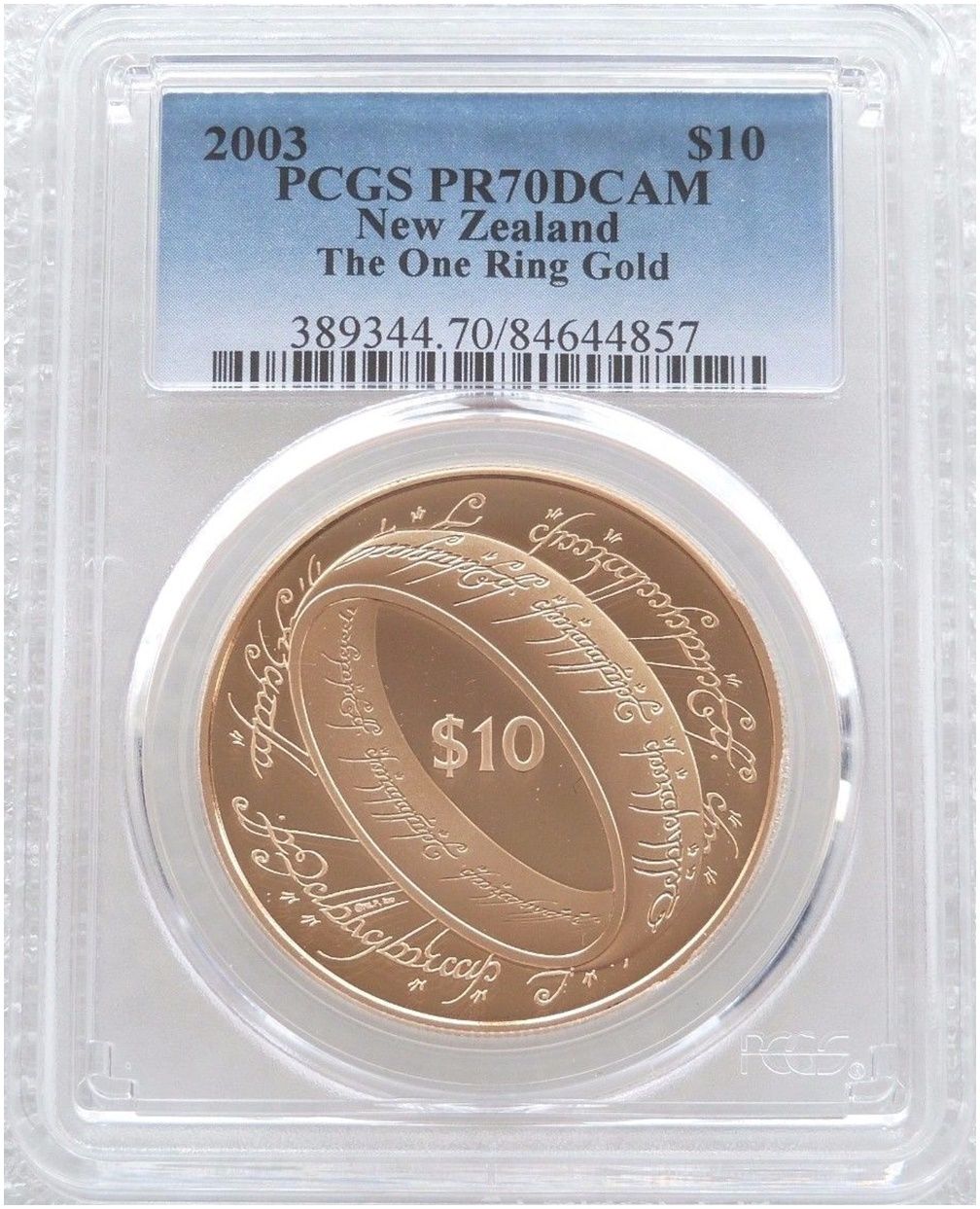 2003 New Zealand Lord of the Rings One Ring $10 Gold Proof Coin PCGS PR70 DCAM 2003 New Zealand Lord of the Rings One Ring $10 Gold Proof Coin PCGS PR70 DCAM