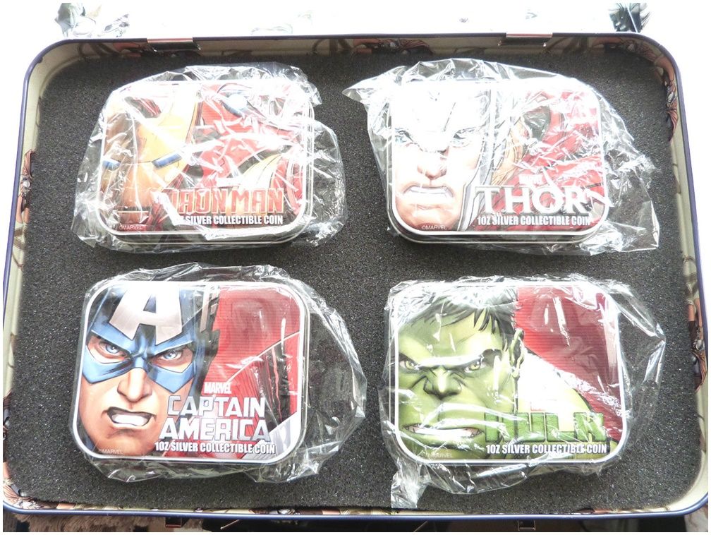 2014 Niue Marvel The Avengers $2 Silver Proof 4 Coin Set Box Coa - Last Set in Stock