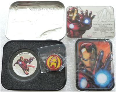 2014 Niue Marvel The Avengers Iron Man $2 Silver Proof 1oz Coin Box Coa