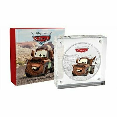 2017 Niue Disney Pixar Cars Tow Mater $2 Silver Proof 1oz Coin Box Coa
