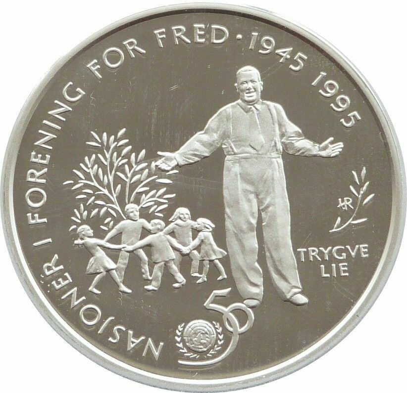 1995 Norway United Nations 50 Kroner Silver Proof 1/2oz Coin 1995 Norway United Nations 50 Kroner Silver Proof 1/2oz Coin