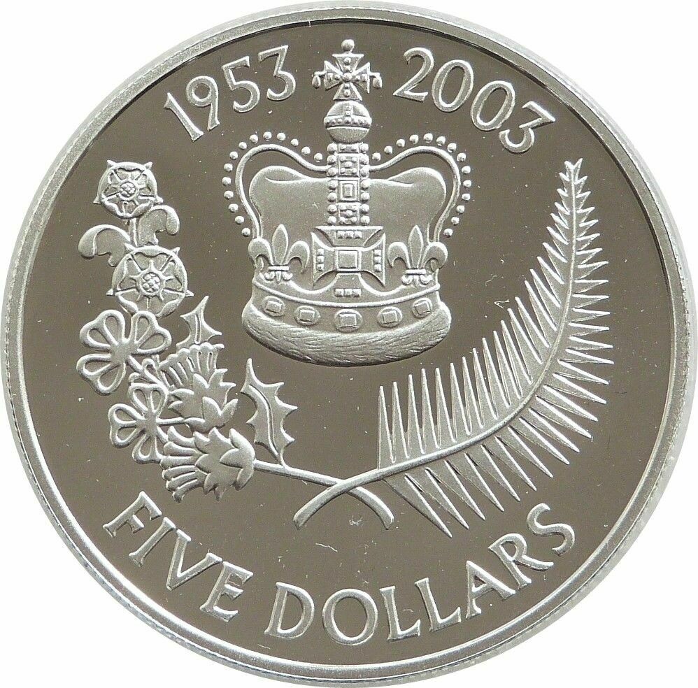 2003 New Zealand Queen's Coronation $5 Silver Gold Proof Coin