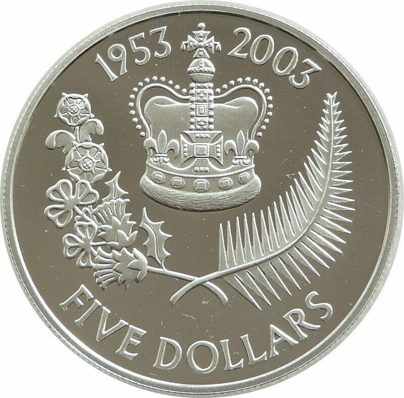 2003 New Zealand Queen's Coronation $5 Silver Gold Proof Coin