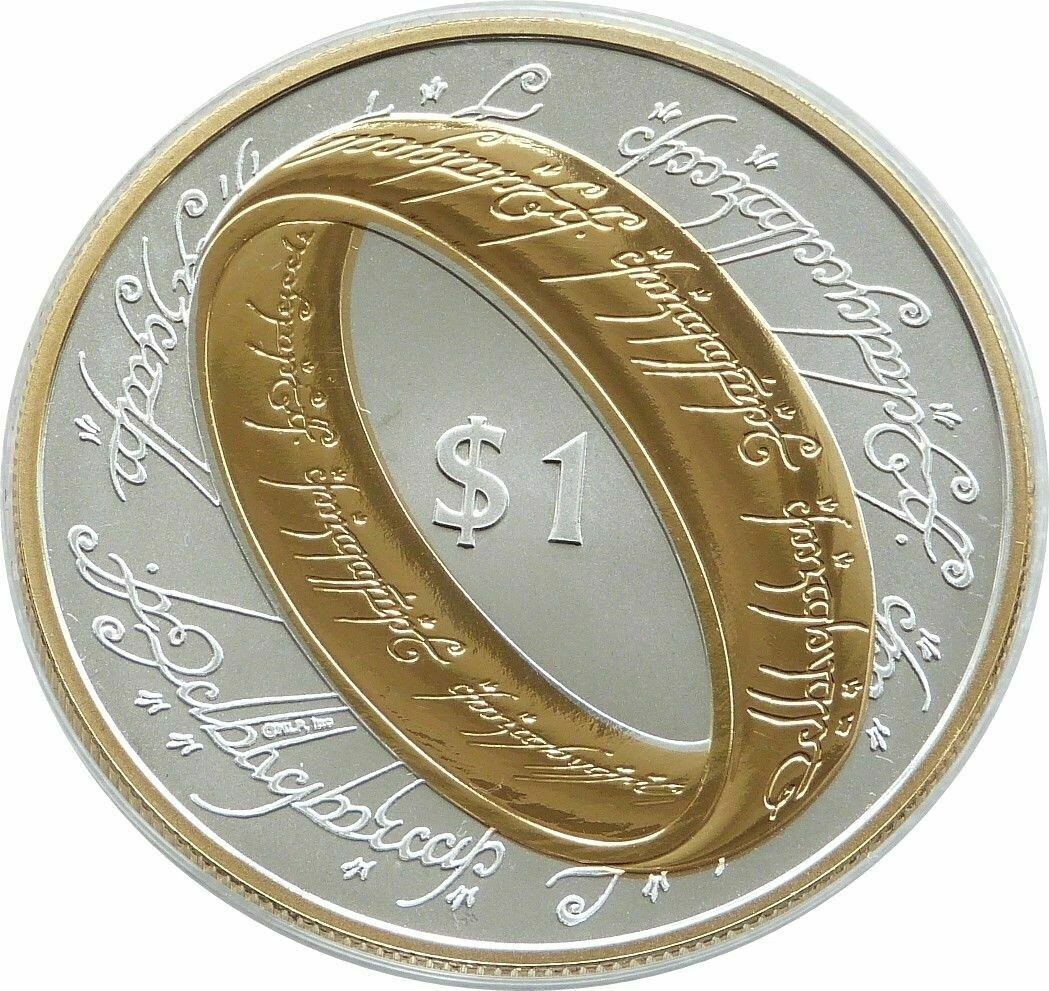 2003 New Zealand Lord of the Rings One Ring $1 Silver Gold Proof Coin 2003 New Zealand Lord of the Rings One Ring $1 Silver Gold Proof Coin
