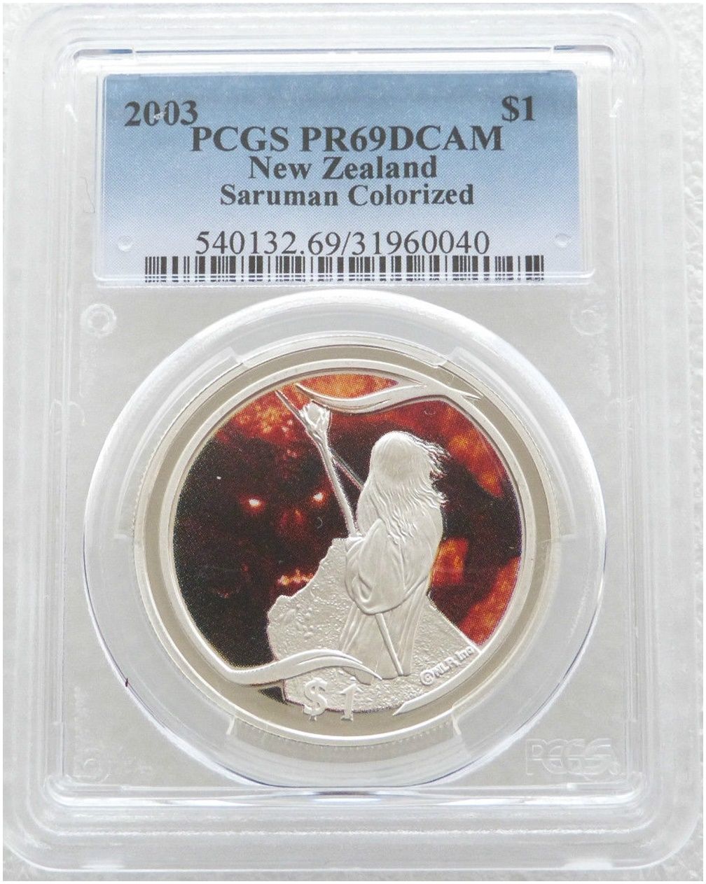 2003 New Zealand Lord of the Rings Saruman $1 Silver Proof Coin PCGS PR69 DCAM 2003 New Zealand Lord of the Rings Saruman $1 Silver Proof Coin PCGS PR69 DCAM