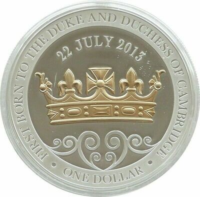 2013 New Zealand Royal Baby Prince George $1 Silver Gold Proof 1oz Coin Box Coa