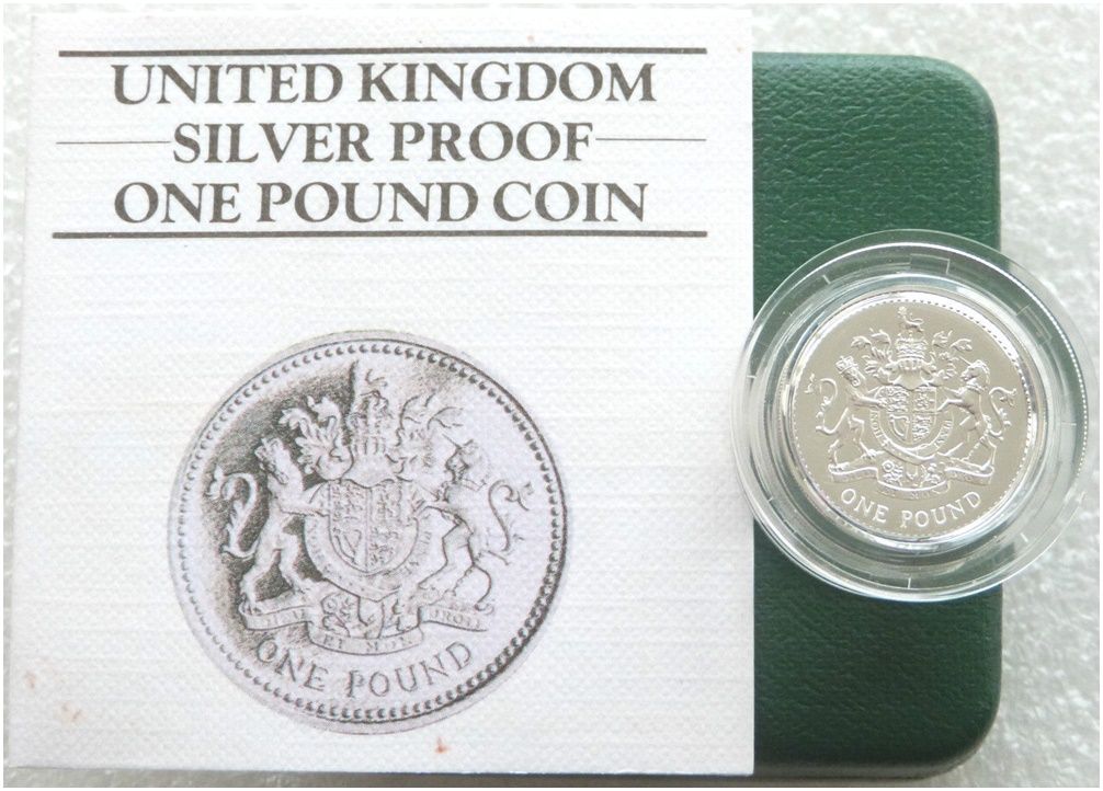 1983 Royal Arms Piedfort £1 Silver Proof Coin Box Coa