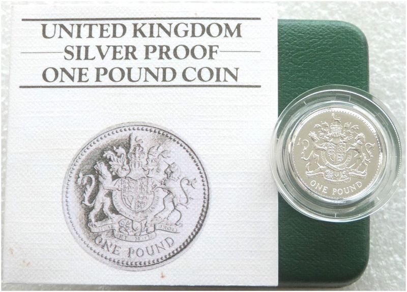 1983 Royal Arms Piedfort £1 Silver Proof Coin Box Coa