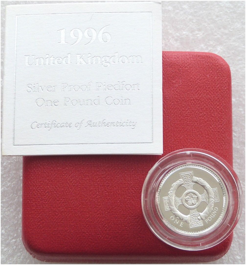 1996 Irish Celtic Cross Piedfort £1 Silver Proof Coin Box Coa