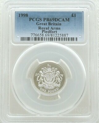 1998 Royal Arms Piedfort £1 Silver Proof Coin PCGS PR69 DCAM 1998 Royal Arms Piedfort £1 Silver Proof Coin PCGS PR69 DCAM