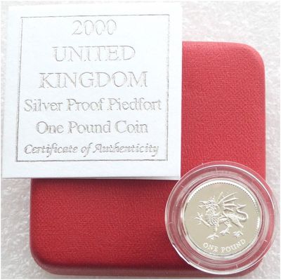 2000 Welsh Dragon Piedfort £1 Silver Proof Coin Box Coa
