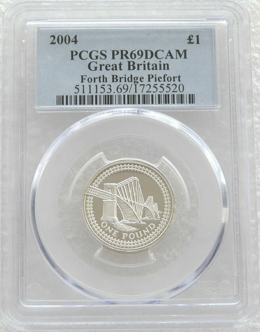 2004 Forth Railway Bridge Piedfort £1 Silver Proof Coin PCGS PR69 DCAM 2004 Forth Railway Bridge Piedfort £1 Silver Proof Coin PCGS PR69 DCAM