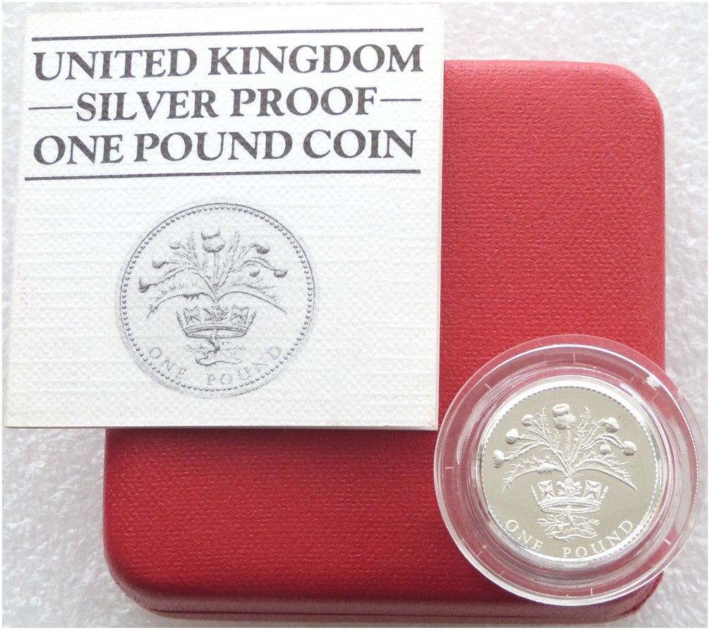 1984 Scottish Thistle Piedfort £1 Silver Proof Coin Box Coa