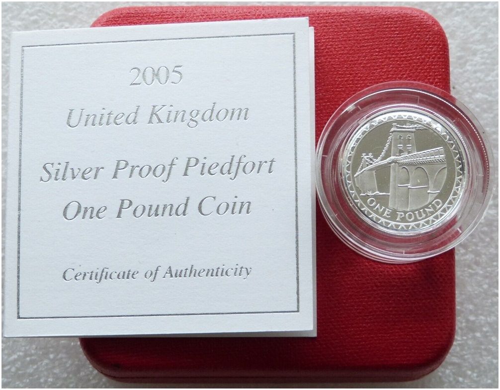 2005 Menai Straits Bridge Piedfort £1 Silver Proof Coin Box Coa