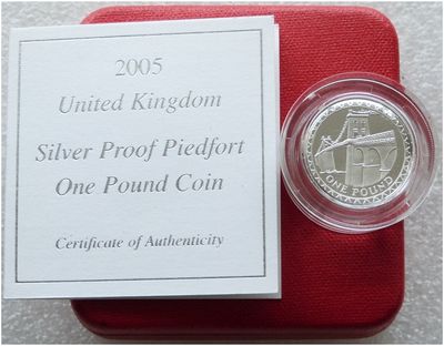 2005 Menai Straits Bridge Piedfort £1 Silver Proof Coin Box Coa