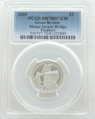 2005 Menai Straits Bridge Piedfort £1 Silver Proof Coin PCGS PR70 DCAM 2005 Menai Straits Bridge Piedfort £1 Silver Proof Coin PCGS PR70 DCAM