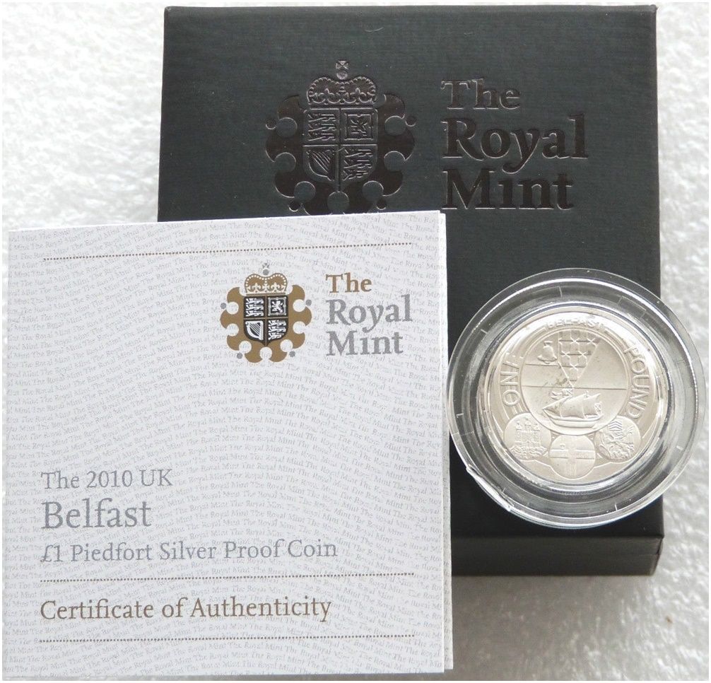 2010 Capital Cities of the UK Belfast Piedfort £1 Silver Proof Coin Box Coa