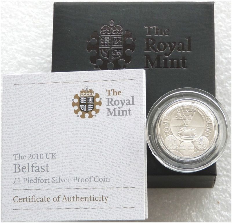 2010 Capital Cities of the UK Belfast Piedfort £1 Silver Proof Coin Box Coa