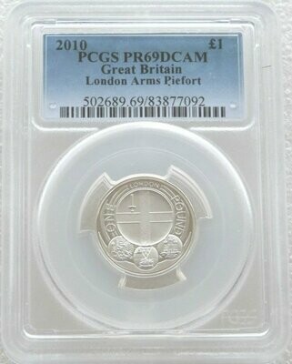 2010 Capital Cities of the UK London Piedfort £1 Silver Proof Coin PCGS PR69 DCAM 2010 Capital Cities of the UK London Piedfort £1 Silver Proof Coin PCGS PR69 DCAM