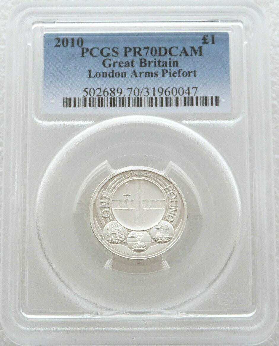2010 Capital Cities of the UK London Piedfort £1 Silver Proof Coin PCGS PR70 DCAM 2010 Capital Cities of the UK London Piedfort £1 Silver Proof Coin PCGS PR70 DCAM