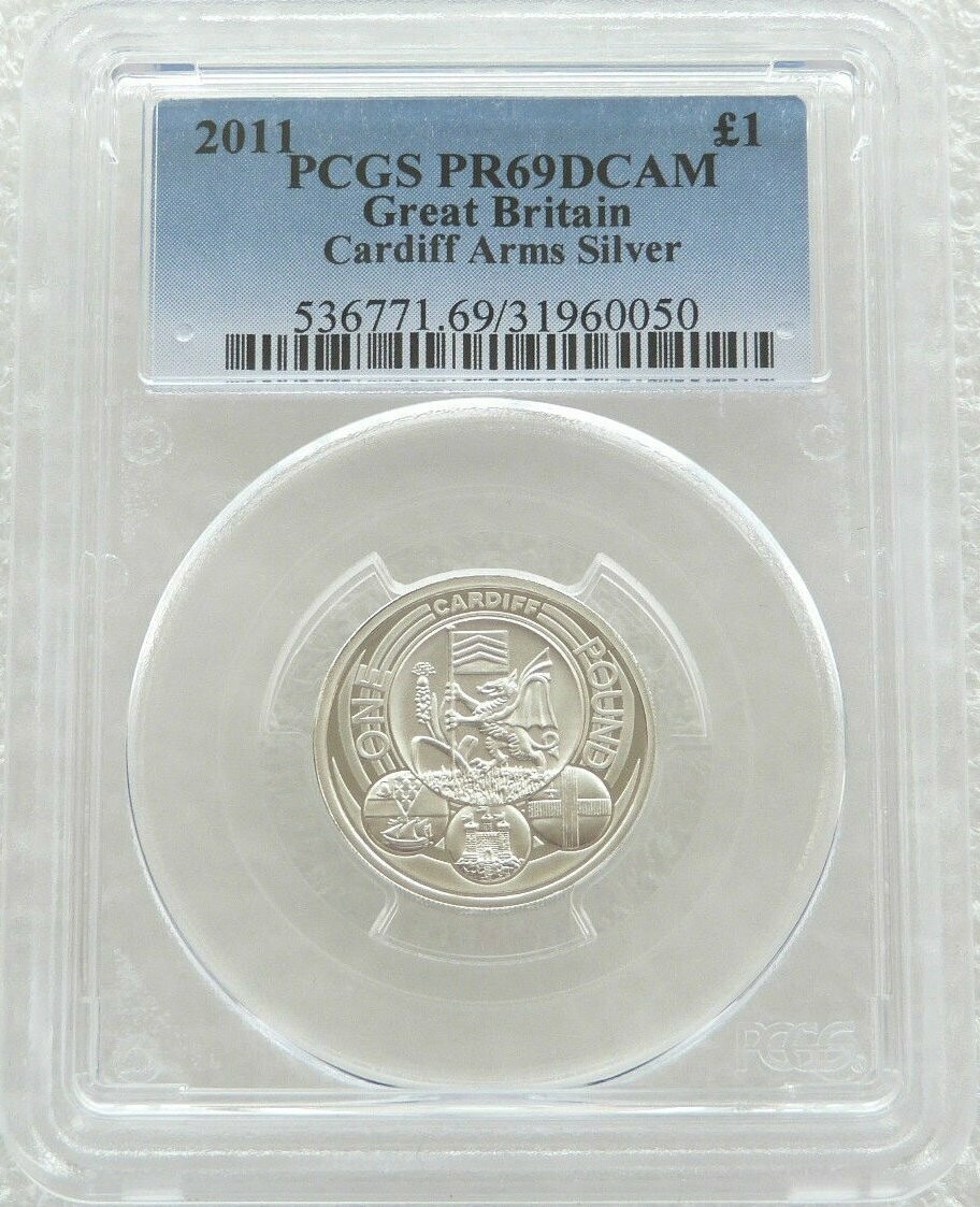 2011 Capital Cities of the UK Cardiff Piedfort £1 Silver Proof Coin PCGS PR69 DCAM 2011 Capital Cities of the UK Cardiff Piedfort £1 Silver Proof Coin PCGS PR69 DCAM