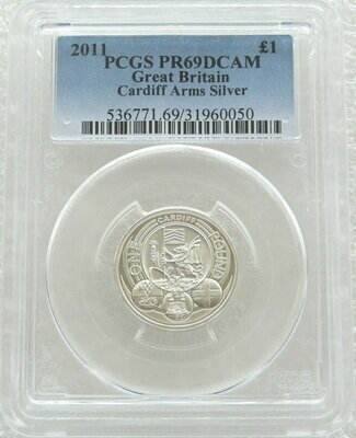 2011 Capital Cities of the UK Cardiff Piedfort £1 Silver Proof Coin PCGS PR69 DCAM 2011 Capital Cities of the UK Cardiff Piedfort £1 Silver Proof Coin PCGS PR69 DCAM