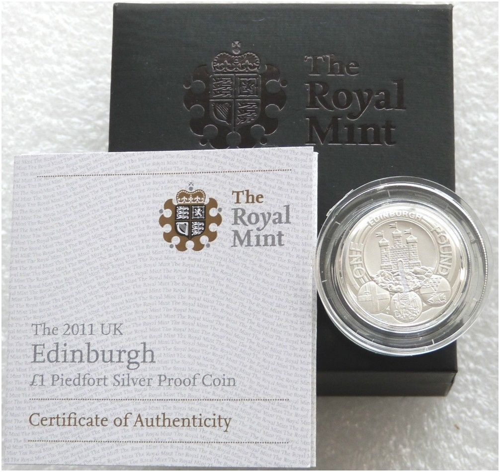 2011 Capital Cities of the UK Edinburgh Piedfort £1 Silver Proof Coin Box Coa