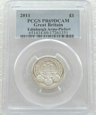 2011 Capital Cities of the UK Edinburgh Piedfort £1 Silver Proof Coin PCGS PR69 DCAM 2011 Capital Cities of the UK Edinburgh Piedfort £1 Silver Proof Coin PCGS PR69 DCAM