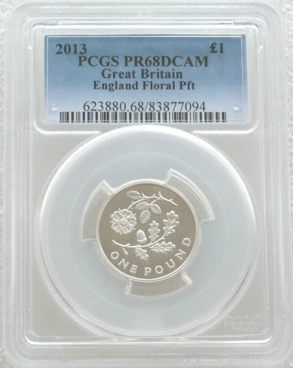 2013 British Floral England Piedfort £1 Silver Proof Coin PCGS PR68 DCAM 2013 British Floral England Piedfort £1 Silver Proof Coin PCGS PR68 DCAM