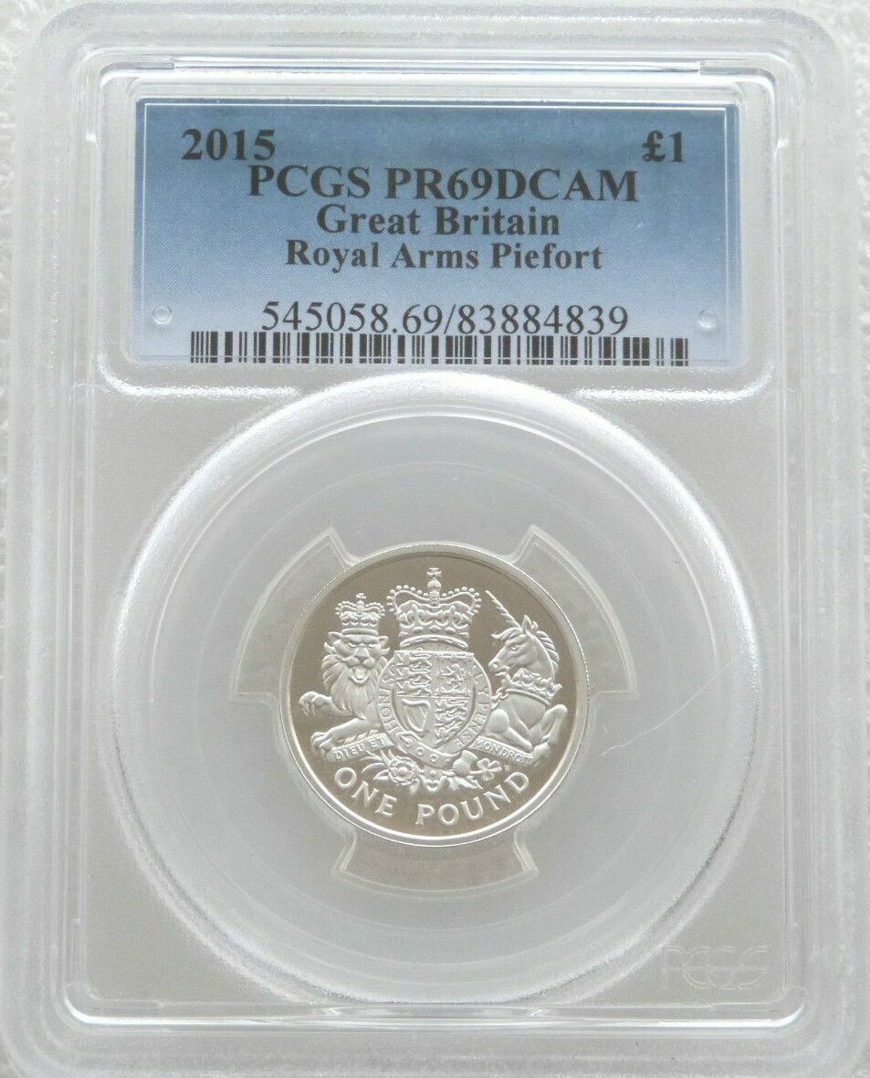 2015 Royal Arms Piedfort £1 Silver Proof Coin PCGS PR69 DCAM 2015 Royal Arms Piedfort £1 Silver Proof Coin PCGS PR69 DCAM
