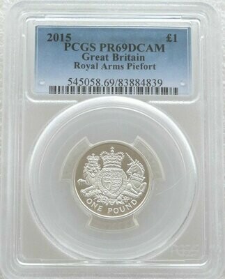 2015 Royal Arms Piedfort £1 Silver Proof Coin PCGS PR69 DCAM 2015 Royal Arms Piedfort £1 Silver Proof Coin PCGS PR69 DCAM