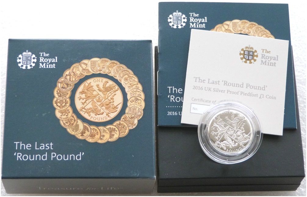 2016 Last Round Pound Piedfort £1 Silver Proof Coin Box Coa