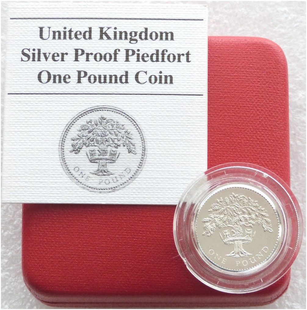 1987 English Royal Oak Tree Piedfort £1 Silver Proof Coin Box Coa