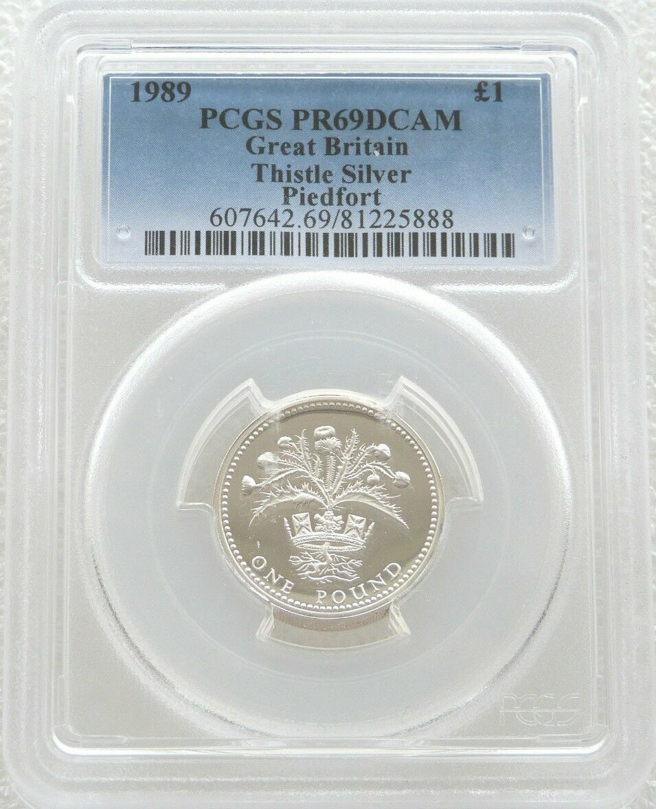 1989 Scottish Thistle Piedfort £1 Silver Proof Coin PCGS PR69 DCAM 1989 Scottish Thistle Piedfort £1 Silver Proof Coin PCGS PR69 DCAM