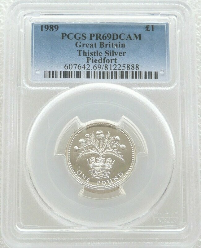 1989 Scottish Thistle Piedfort £1 Silver Proof Coin PCGS PR69 DCAM 1989 Scottish Thistle Piedfort £1 Silver Proof Coin PCGS PR69 DCAM