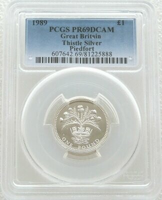 1989 Scottish Thistle Piedfort £1 Silver Proof Coin PCGS PR69 DCAM 1989 Scottish Thistle Piedfort £1 Silver Proof Coin PCGS PR69 DCAM