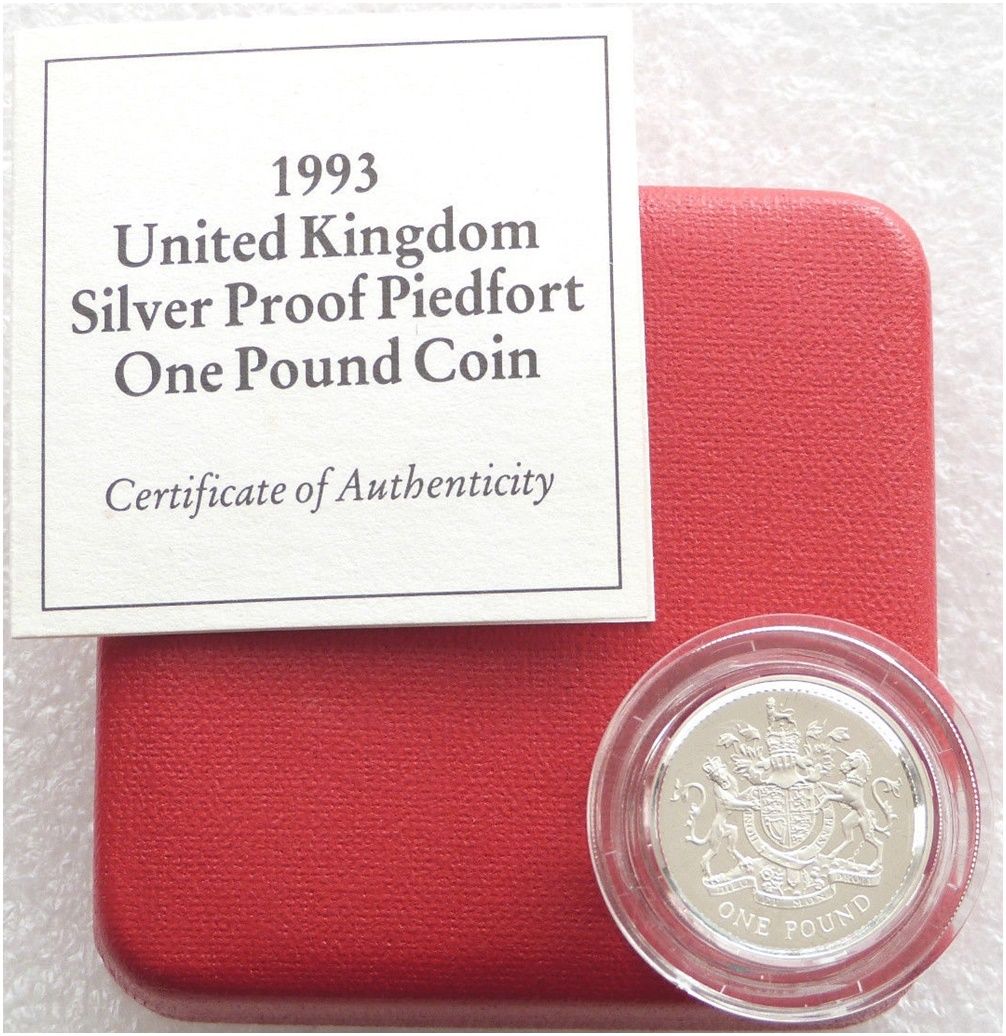 1993 Royal Arms Piedfort £1 Silver Proof Coin Box Coa